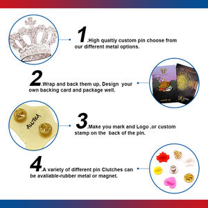 クラウンハットピンカスタムゴールドラインストーンクラウンブローチラペルピン - Product Image 3