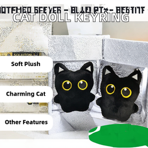 Mini Kawali chat noir poupée en peluche porte-clés dessin animé pendentif PP coton rempli chat peluche cadeau accessoires jouets en peluche - Product Image 2