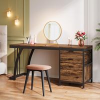 Coiffeuse Tribesigns locale américaine avec 3 tiroirs, grande table de toilette de 59 pouces avec tiroirs réversibles, bureau de maquillage chic pour