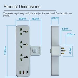 Wintai-Tech China Wandladegerät-Verlängerung 3 Steckdosen +2 USB+1 Typ-C Steckdosenleiste Standard-Steckdosenleiste - Product Image 3