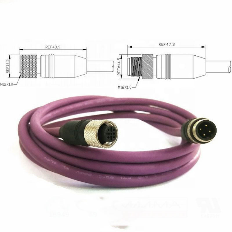 DIN 40050-9 Cordset M12 to RJ45 CAT6A waterproof cable assemblies