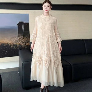 Turkish-style Pleated Dress - White Elegant Plus-size Dress - Product Image 1