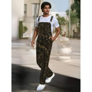 2025 hommes coupe ample Camouflage Denim salopettes et combinaisons fermeture éclair bavoir combinaisons travail Jean avec fermeture éclair - Product Image 5