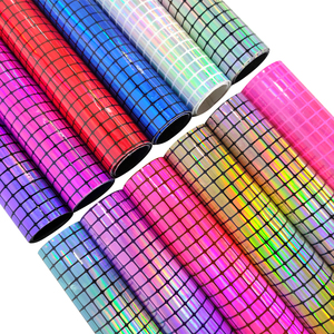 30cm x 135cm <span class=keywords><strong>rollo</strong></span> láser punto redondo y rejilla imitación cuero <span class=keywords><strong>polipiel</strong></span> tela cuero sintético para Diy hacer bolsos zapatos artesanías - Product Image 1