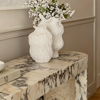 Table console moderne en marbre violet naturel Calacatta Viola poli, grande dalle, pour entrée, salon, villa, hôtel, chambre