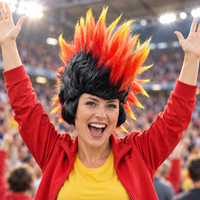 Perruque punk à pointes flamboyantes noires, rouges et jaunes pour adultes, cheveux synthétiques style Mohawk pour Halloween, remise de diplôme, Ramadan, fêtes costumées