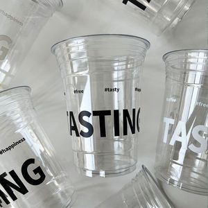 98mm Disposable PET <b>Cold</b> Drink <b>Cups</b> Wholesale Thickened Coffee <b>Cups</b> with Lids Custom Logo for Latte Milk Tea Commercial Use - Product Image 1