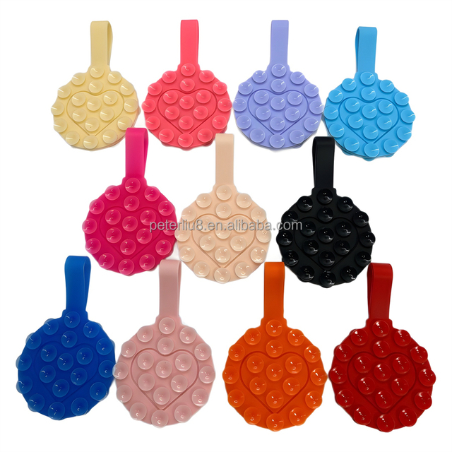 2025 New Double-sided Silicone Suction Adhesive Mount Mirror Screen Holder Heart Design Non slip Suction Fix Phone case Mount