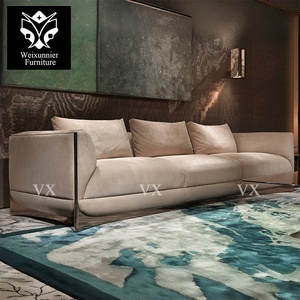 Set di Divani Componibili in Velluto di Lusso Moderno con Base in Acciaio Inox, Design Italiano, Garanzia di 3 Anni, Misure Personalizzabili per <span class=keywords><strong>Soggiorno</strong></span> - Product Image 2