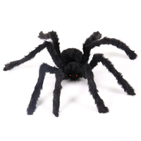 Grande Araignée en Peluche d'Horreur pour Halloween, Accessoires de Fête, Décoration Extérieure Géante 30-200cm, Jouet en Peluche Araignée Noire