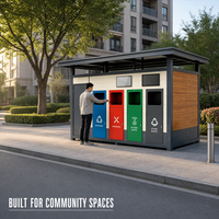 Station de tri des déchets intelligente pour l'intérieur avec un design écologique et un compactage automatique pour une utilisation dans les quartiers commerciaux.