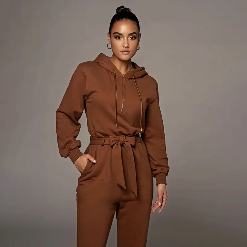 2022 New Fashion Trends Slim Fit Ladies Jumpsuits Women One Piece Bodycon Jumpsuit Custom Sweatshirt Hoodie womenS Tracksuits