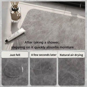 Tapis de salle de bain en forme de U, absorbant, en fibre de polyester, antidérapant, séchage rapide, couleur unie minimaliste, tapis de porte - Product Image 4