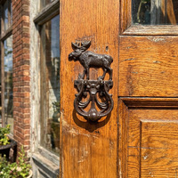 Poignée de porte et poignée de tirage en fonte antique en forme de mouflon - Style européen rustique décoratif pour portail de jardin, porte de grange, cabane et décoration intérieure