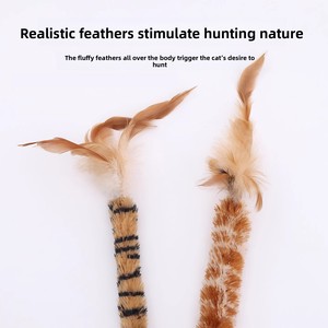 Jouet pour <span class=keywords><strong>chat</strong></span> en forme de plume de dessin animé, long et réaliste, avec corde en chanvre naturel et manche en bois, interactif, durable, résistant aux morsures, pour le nettoyage des dents - Product Image 4