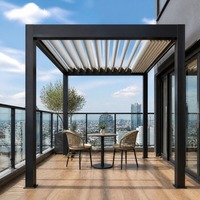 Pergola à lames rétractables 180°, toit pliant motorisé, drainage par gouttière dissimulée, auvent extérieur pour jardin et terrasse