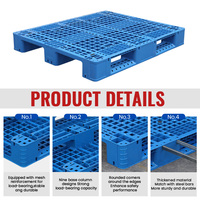 Palettes en plastique Euro robustes à trois roues, empilables, en PEHD, simple face, entrée 4 directions, charge statique 4000 kg, pour usage industriel