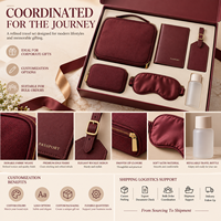Kit d'organisation de voyage d'affaires personnalisé avec logo, comprenant un porte-passeport cubique, une étiquette de bagage, une pochette pour câbles, un masque de sommeil et une bouteille – Fournisseur d'entreprise