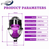 Phare à lentille triple laser LED 2,5 pouces 100W Bi-lentille Haute luminosité 12V Super dissipation thermique Adaptation universelle
