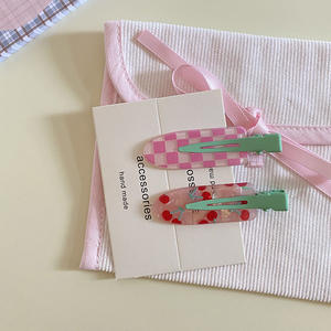 Summer Grape Cherry Fruit Printed Plastic <strong>Hair</strong> Clips 2pcs/Set Sweet No Crease Makeup Hairpins for Girls - Product Image 6