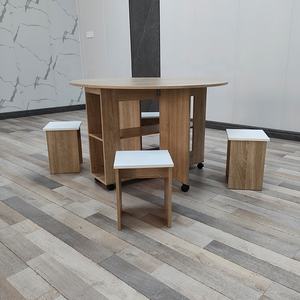 Table et chaise pliantes créatives Table basse ronde contemporaine en bois Table basse double pour salon - Product Image 2