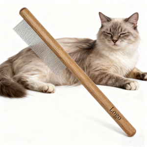 مشط خشبي صلب صديق للبيئة لتهذيب شعر الحيوانات الأليفة، يساعد على فك التشابك ومكافحة البراغيث، مع إمكانية إضافة شعار مخصص - Product Image 4