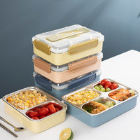 Boîte à lunch en acier inoxydable, boîte bento à 4 compartiments, récipient alimentaire écologique et étanche pour adultes/enfants