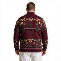 Pull-over en tricot jacquard à col polo pour homme, motif drôle de Casse-Noisette, thème de Noël, rouge, ODM OEM