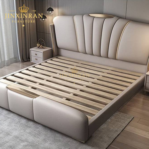 Modern Slaapkamermeubilair Kingsize Knoop Getuft Hoog Hoofdeinde Gestoffeerd Wit Lederen Zijlift Poef Opbergbed - Product Image 6