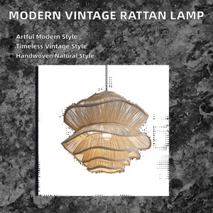 Lampada a Sospensione Vintage in Rattan Intrecciato e Ferro, Design Moderno, Illuminazione a Risparmio Energetico 3500K Bianco Caldo, Facile Installazione - Product Image 3