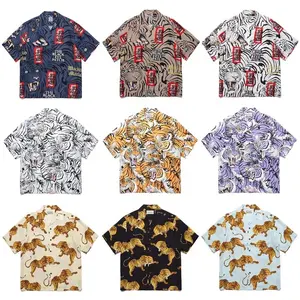 Camicia tigre stampata Allover camicie a maniche corte hawaiane da uomo Casual da spiaggia personalizzate per le vacanze