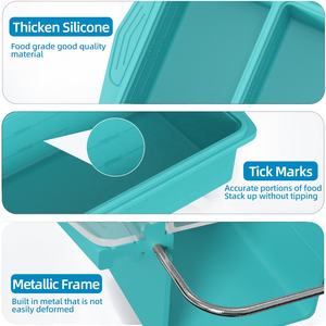 Molde de Hielo Cuadrado de Silicona de Grado Alimenticio, Gran Capacidad, Fácil de Desmoldar, Contenedor de Almacenamiento de Alimentos de Gran Tamaño, en Oferta - Product Image 3