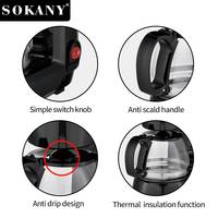 Cafetière Sokany en promotion, 6 tasses, machine à café filtre électrique, Cafetera