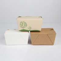 Recyclable Blanc Bambou Brun Kraft Papier Enduit À Emporter Déjeuner Conteneur Alimentaire Bio Boîtes avec Couvercle Pliable