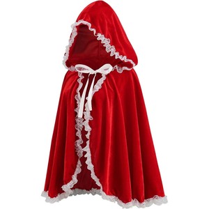 Capa <span class=keywords><strong>Corta</strong></span> con Capucha de Terciopelo Rojo para Disfraz de <span class=keywords><strong>Caperucita</strong></span> <span class=keywords><strong>Roja</strong></span>, Halloween, Navidad, Cosplay, CRHO-025 - Product Image 3