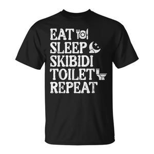 Camiseta Eat Sleep Skibidi Toilet Repeat para niños, camiseta con memes - Product Image 1