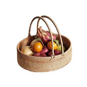 Panier de pique-nique rond pliable multifonctionnel en fibre végétale écologique pour les fêtes, pour le stockage des fruits et légumes - Product Image 4
