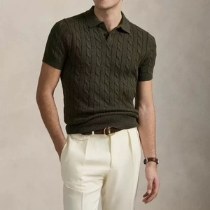 Camiseta de Punto Personalizada con Logotipo Bordado OEM, Polo de Golf de Verano para Hombre, Manga Corta, Cierre de Botones, Diseño de Crochet - Product Image 2