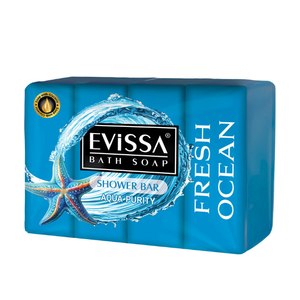 EVISSA 4x140g Fresh Ocean <b>Shower</b> Soap Multipack - Glycerin Infused Aqua Purity Moisturizing Bath <b>Bar</b> - Product Image 1