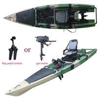Kayak de pêche sit-on-top 2026 de 4 m (12,7 pi) avec système à pédales et moteur électrique de pêche de 6 CV, 1 personne, en matériau HDPE