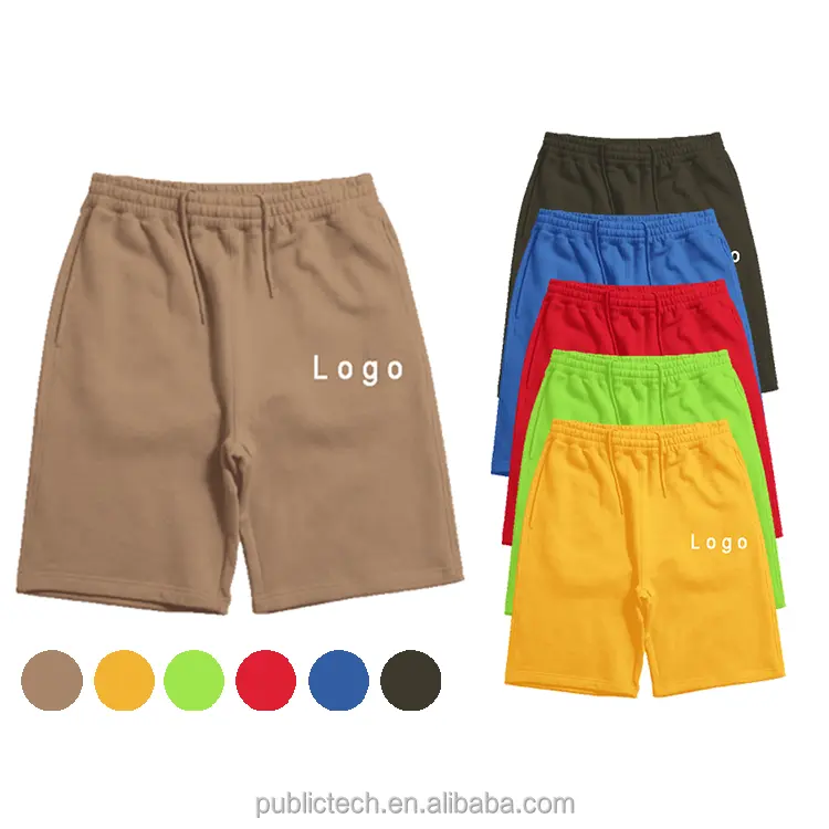 OEM fashion custom logo blank summer jogger cotton fleece sweat men's shorts with drawstring