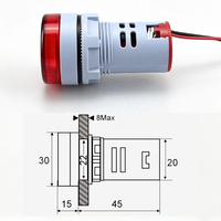 Voltímetro Digital Monofásico Mini de 22 mm y 3 Dígitos, CA 20-500 V (0.5%+2) de Precisión, Pantalla LED, IP65, Uso Industrial, Paneles de Control