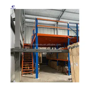 Mezanine armazém de raquete plataforma, piso de aço industrial, escada multifuncional, mezzanine montado