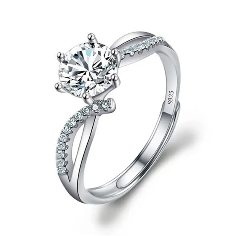 DAIHE mode diamant bague de fiançailles Ins Style femmes couronne 1 carat Zircon anneaux réglable ouvert bijoux