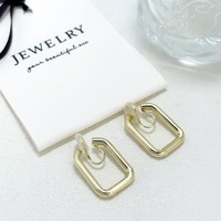 Anting Hoop Tembaga Minimalis Trendi 1PC Diskon Fashion Emas Perak Dua Warna Geometris Hati Kotak Perhiasan Harian Wanita