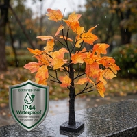 Luces LED de Árbol de Hojas de Arce, Decoración Artificial para Mesa de Exterior, Guirnalda de Luces Cálidas, Alimentación USB, IP44 Impermeable, Decoración Navideña