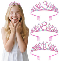 Crownia Accessorio per Capelli da Principessa con Corona in Strass Rosa Placcata in Oro Rosa per Feste di Compleanno delle Ragazze