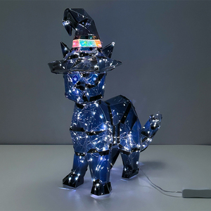 <strong>Halloween</strong> Decorations Black Wearing a Witch <strong>Hat</strong> <strong>Cat</strong> Led Light Living Room Decor Luminous Led Lights Glowing <strong>Cat</strong> - Product Image 2