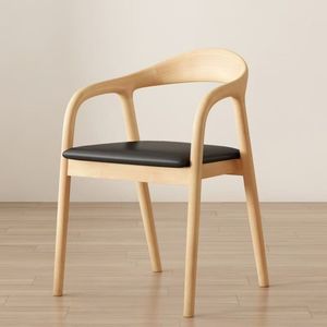 Silla de Comedor de Madera Maciza, Estilo Nórdico y de Mediados de Siglo, Sillón con Respaldo para Muebles del Hogar - Product Image 4