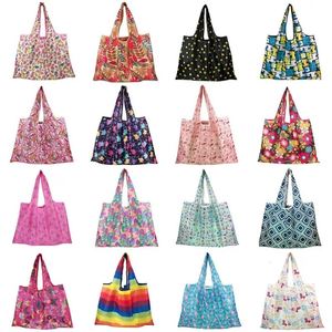Ulikeke Custom Floral Print Polyester Foldable Eco-friendly <b>Reusable</b> Grocery Shopping Tote <b>Bag</b> Recyclable Promotional Handbag - Product Image 2
